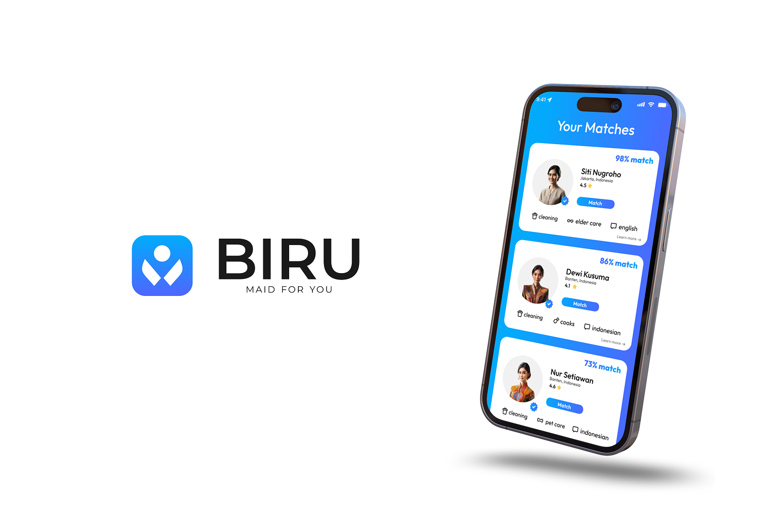 Biru Mobile App Landing Screen